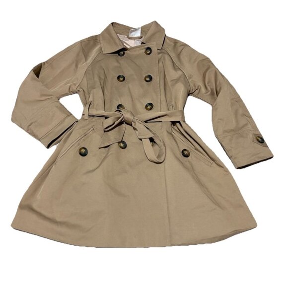 Cotton On Kids Trench Coat Girl's Size 5-6Y Belted Jacket Single Breasted Tan - Picture 5 of 15